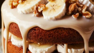 Banana Walnut Cream Cake