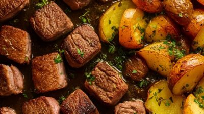 Savory Garlic Butter Steak Bites and Potatoes Recipe