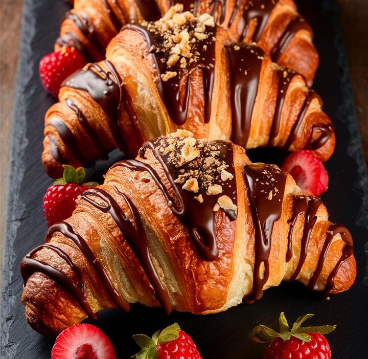 Indulge in Nutella Croissants with Caramel Drizzle