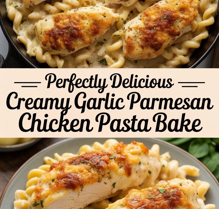 Creamy Garlic Parmesan Chicken Pasta Bake