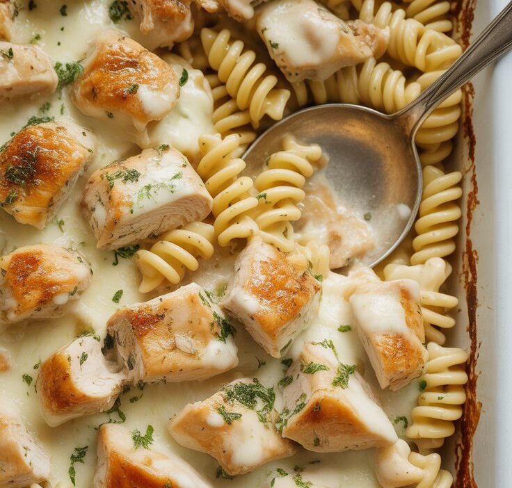 Creamy Garlic Parmesan Chicken Pasta Bake